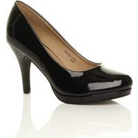 AJVANI Women's High Heel Patent Court Shoes in Black | Size: 3