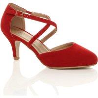 AJVANI Women's High Heel Crossed Straps 2 Part Heels in Red | Size: 6