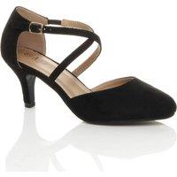 AJVANI Women's High Heel Crossed Straps 2 Part Heels in Black | Size: 8