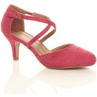 AJVANI Women's High Heel Crossed Straps 2 Part Heels in Coral | Size: 6