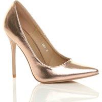 AJVANI Women's High Stiletto Heel Faux Leather Court Shoes in Rose Gold | Size: 6