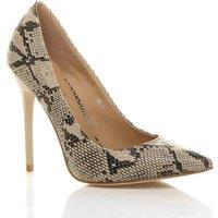 AJVANI Women's High Stiletto Heel Faux Leather Court Shoes in Natural | Size: 3