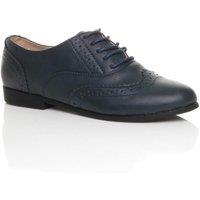 AJVANI Women's Flat Heel Lace Up Oxfords Brogues in Navy | Size: 5