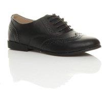 AJVANI Women's Flat Heel Lace Up Oxfords Brogues in Black | Size: 3