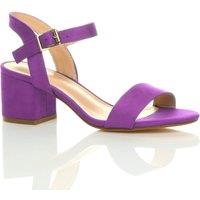 AJVANI Women's Mid Block Heel Ankle Strap Faux Suede Heeled Sandals in Purple | Size: 5