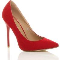 AJVANI Women's High Stiletto Heel Faux Suede Court Shoes in Red | Size: 3