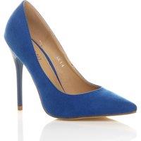AJVANI Women's High Stiletto Heel Faux Suede Court Shoes in Cobalt | Size: 3