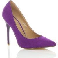 AJVANI Women's High Stiletto Heel Faux Suede Court Shoes in Purple | Size: 3