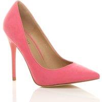 AJVANI Women's High Stiletto Heel Faux Suede Court Shoes in Coral | Size: 3