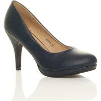 AJVANI Women's High Heel Faux Leather Court Shoes in Navy | Size: 7