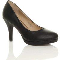 AJVANI Women's High Heel Faux Leather Court Shoes in Black | Size: 5