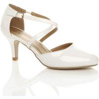 AJVANI Women's High Heel Crossed Straps 2 Part Heels in White | Size: 6