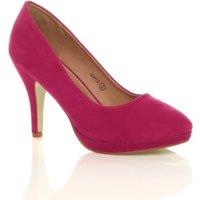 AJVANI Women's High Heel Faux Suede Court Shoes in Fuchsia | Size: 5