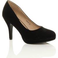 AJVANI Women's High Heel Faux Suede Court Shoes in Black | Size: 5