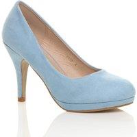 AJVANI Women's High Heel Faux Suede Court Shoes in Baby Blue | Size: 4