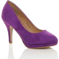 AJVANI Women's High Heel Faux Suede Court Shoes in Purple | Size: 4