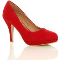 AJVANI Women's High Heel Faux Suede Court Shoes in Red | Size: 3