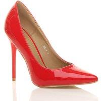 AJVANI Women's High Stiletto Heel Patent Court Shoes in Red | Size: 4