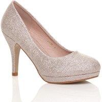 AJVANI Women's High Heel Glitter Mesh Court Shoes in Rose Gold | Size: 3
