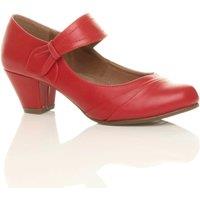 AJVANI Women's Mid Block Heel Comfort Mary Jane Faux Leather Court Shoes in Red | Size: 6