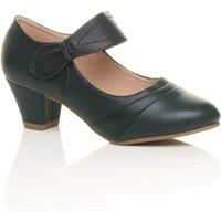 AJVANI Women's Mid Block Heel Comfort Mary Jane Faux Leather Court Shoes in Dark Green | Size: 6