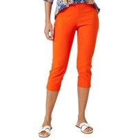 Roman Women's Cropped Stretch Trouser Capri Summer Leggings 3/4 Pedal Pushers in Burnt Orange | Size: 20