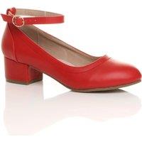 AJVANI Women's Low Heel Ankle Strap Court Shoes in Red | Size: 6