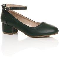 AJVANI Women's Low Heel Ankle Strap Court Shoes in Green | Size: 6