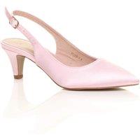 AJVANI Women's Mid Slim Heel Slingback Pointed Satin Court Shoes in Pink | Size: 6