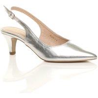 AJVANI Women's Mid Slim Heel Slingback Pointed Faux Leather Court Shoes in Silver | Size: 5