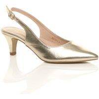 AJVANI Women's Mid Slim Heel Slingback Pointed Faux Leather Court Shoes in Gold | Size: 7
