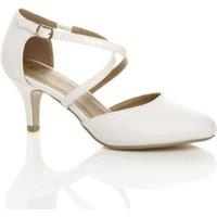 AJVANI Women's High Heel Crossed Straps 2 Part Heels in White | Size: 6