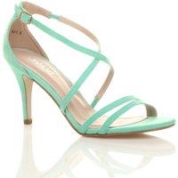 AJVANI Women's High Heel Crossed Straps Buckle Faux Suede Heeled Sandals in Mint | Size: 8