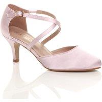 AJVANI Women's High Heel Crossed Straps 2 Part Heels in Pink | Size: 6