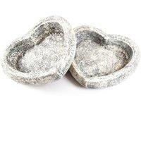 mysmartbuy 2 x Heart Shaped Planters - Lightweight Stone Effect Outdoor Garden Plant Pots - Measure H8cm x W31cm x D28cm in Grey