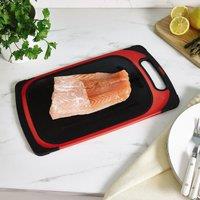 mysmartbuy 2-in-1 Defrosting Tray & Cutting Board - Aluminium Rapid Thawing Plate & Chopping Board with Hanging Handle - H1 x W24 x D40.3cm in Red