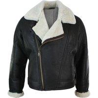 TruClothing Men's Sherling Sheepskin Cross Zip B3 Pilot Jacket in Brown | Size: XL