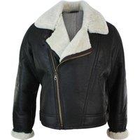 TruClothing Men's Sherling Sheepskin Cross Zip B3 Pilot Jacket in Brown | Size: Large