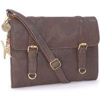 Catwalk Collection Handbags Women's Amy Leather Crossbody Messenger Bag in Brown | Size: Small