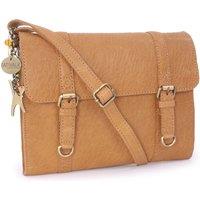 Catwalk Collection Handbags Women's Amy Leather Crossbody Messenger Bag in Tan | Size: Small