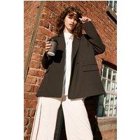 NastyGal Women's Essentials Tailored Oversized Double Button Blazer Co-ord in Black | Size: 16