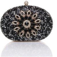 AJVANI Women's Diamante Embellished Oval Prom Clutch Bag in Black