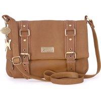 Catwalk Collection Handbags Women's Abbey Road Leather Crossbody Messenger Bag in Tan | Size: Medium
