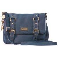 Catwalk Collection Handbags Women's Abbey Road Leather Crossbody Messenger Bag in Blue | Size: Medium