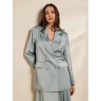 GWD by GEORGE W. DAVIES Women's Polly Satin Blazer in Baby Blue | Size: 14