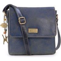 Catwalk Collection Handbags Women's Sabine M Medium Distressed Leather Messenger Crossbody Bag in Blue