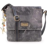 Catwalk Collection Handbags Women's Sabine M Medium Distressed Leather Messenger Crossbody Bag in Black