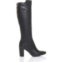 AJVANI Women's High Block Heel Stretchy Calf Boots in Black | Size: 7