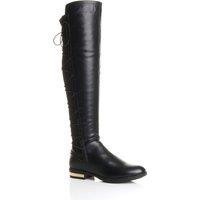 Low Heel Elastic Tie Up Riding Knee High Boots