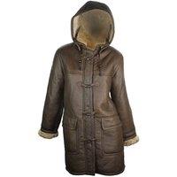TruClothing Women's Vintage Sheepskin Duffle Jacket in Brown | Size: Medium